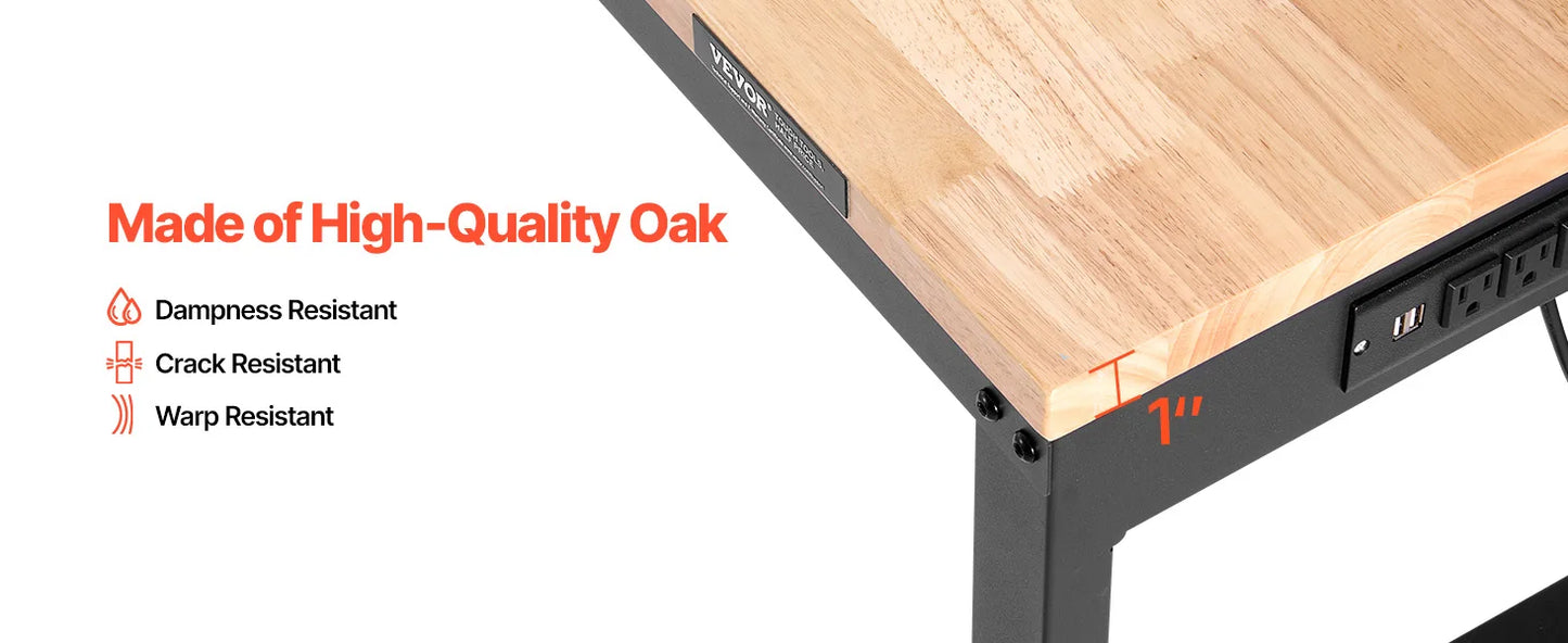 Ljustra Adjustable Workbench Heavy Duty Woodworking with Power Outlets