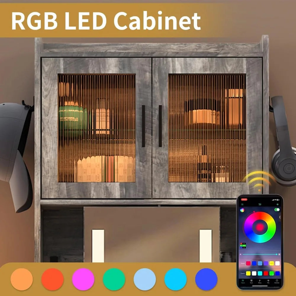 Small Vanity Desk Set Lighted Mirror Makeup Table Compact Storage