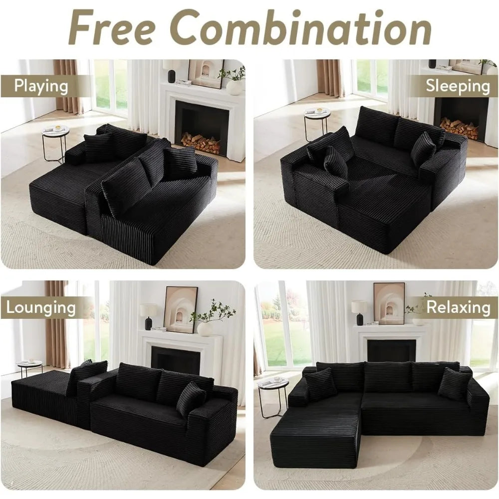104 Inch L-Shape Cloud Sectional Couch Modern Deep Seat Sofa