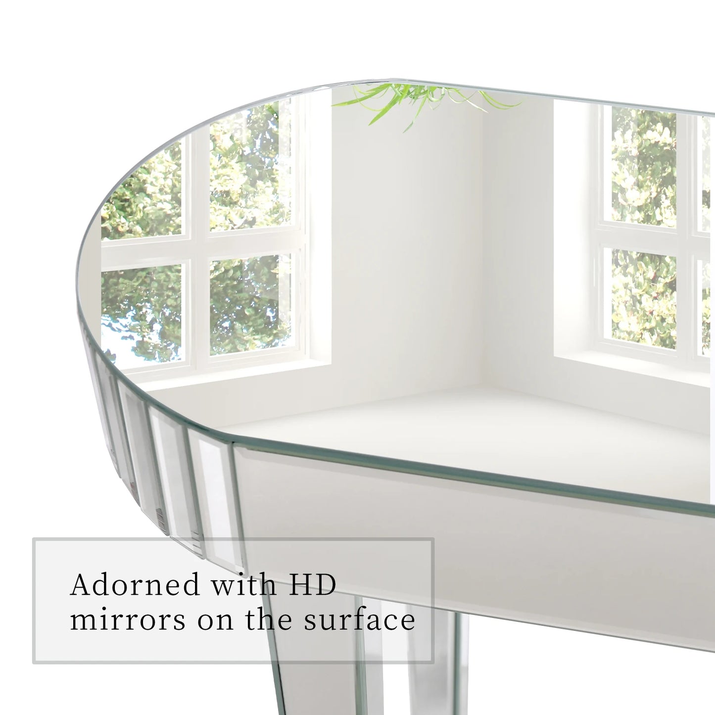 Mirrored Console Table Makeup Vanity Desk Modern Home Office Furniture