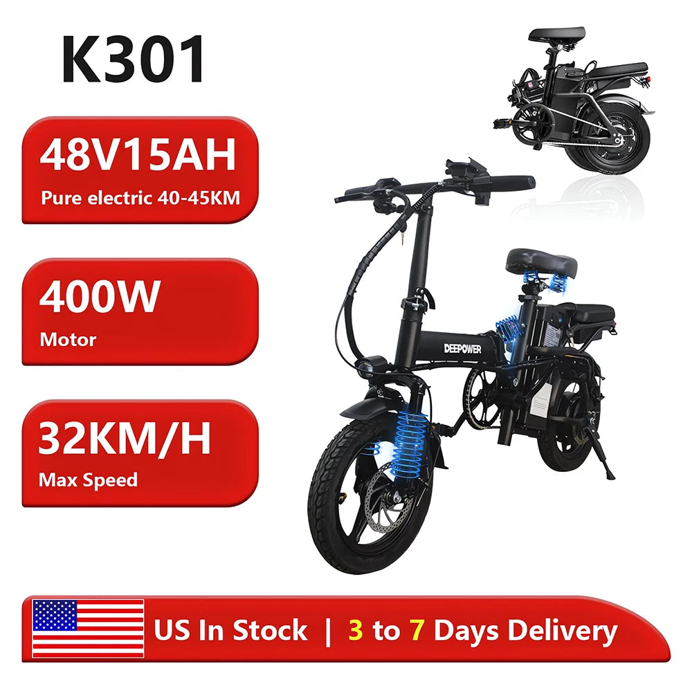 Ljustra 14 Inch Foldable Electric Bicycle 400W Motor City Commuting EBike