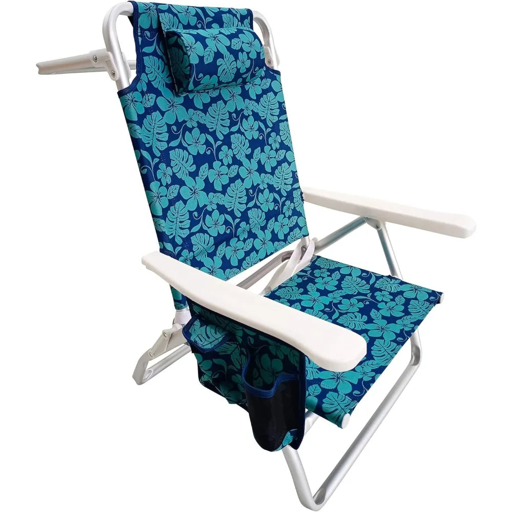 Folding Beach Chair Recliner Backpack Towel Rack Outdoor Furniture
