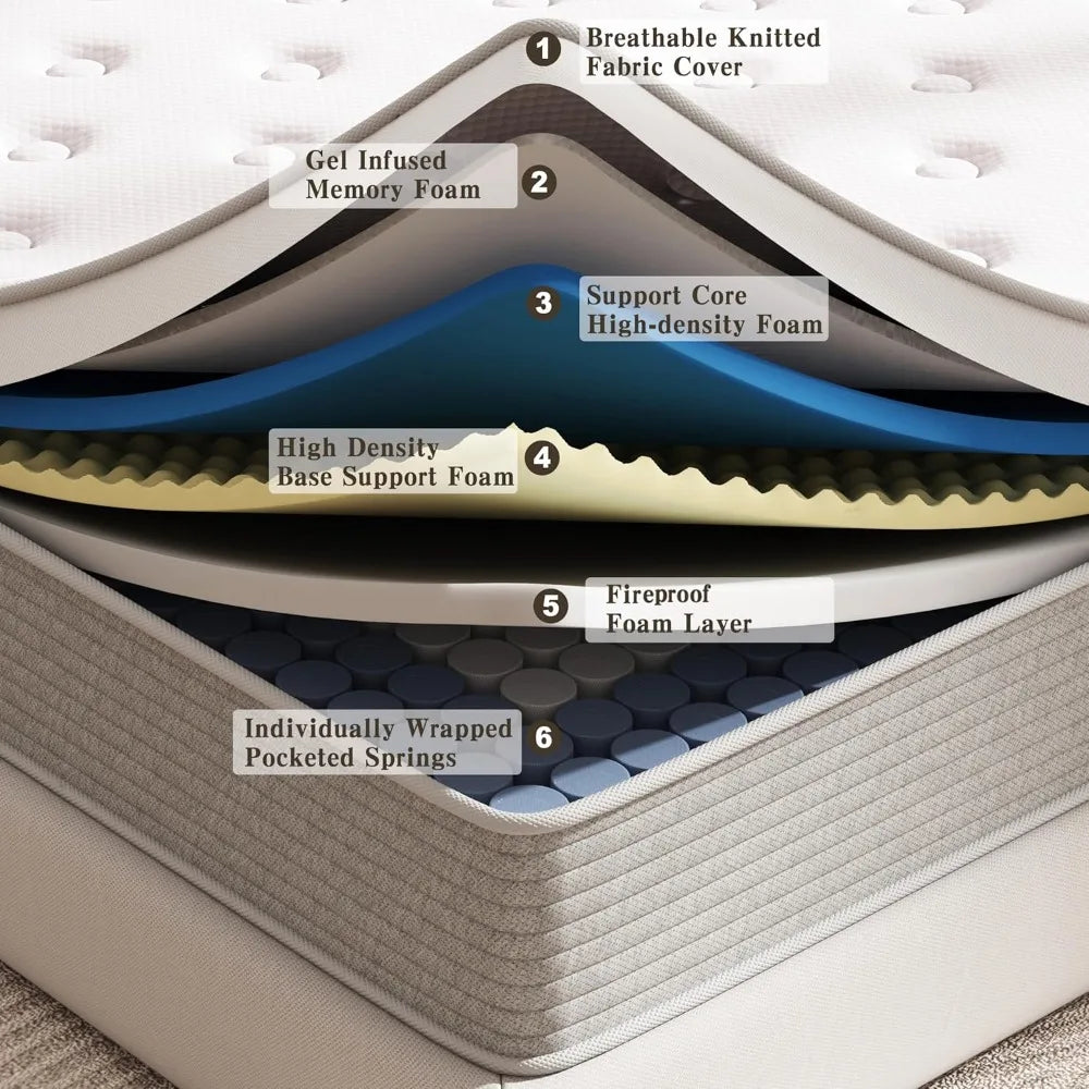 Ljustra Full Mattress 12 Inch Hybrid Cooling Comfort Pressure Relief