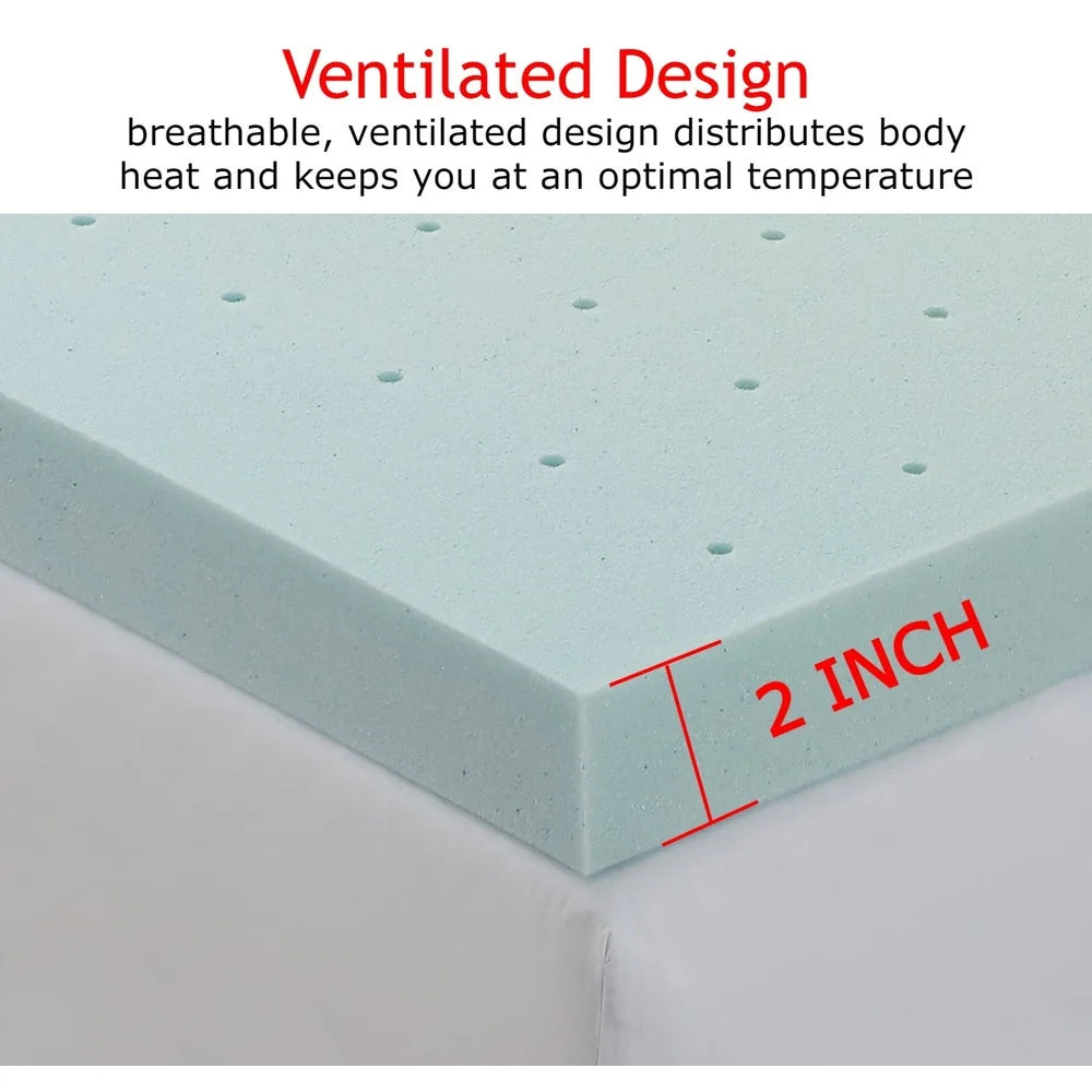 Ljustra Cooling Gel Memory Foam Mattress Topper Twin 2 Inch Comfortable Upgrade