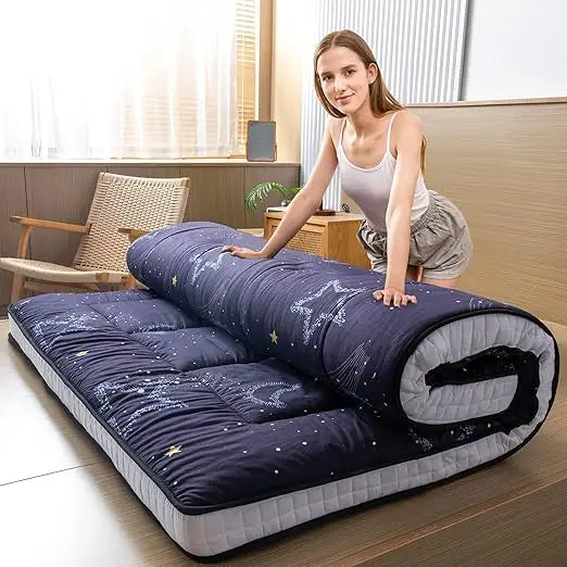 Ljustra Black Moon and Star Futon Mattress Japanese Floor Mattress King