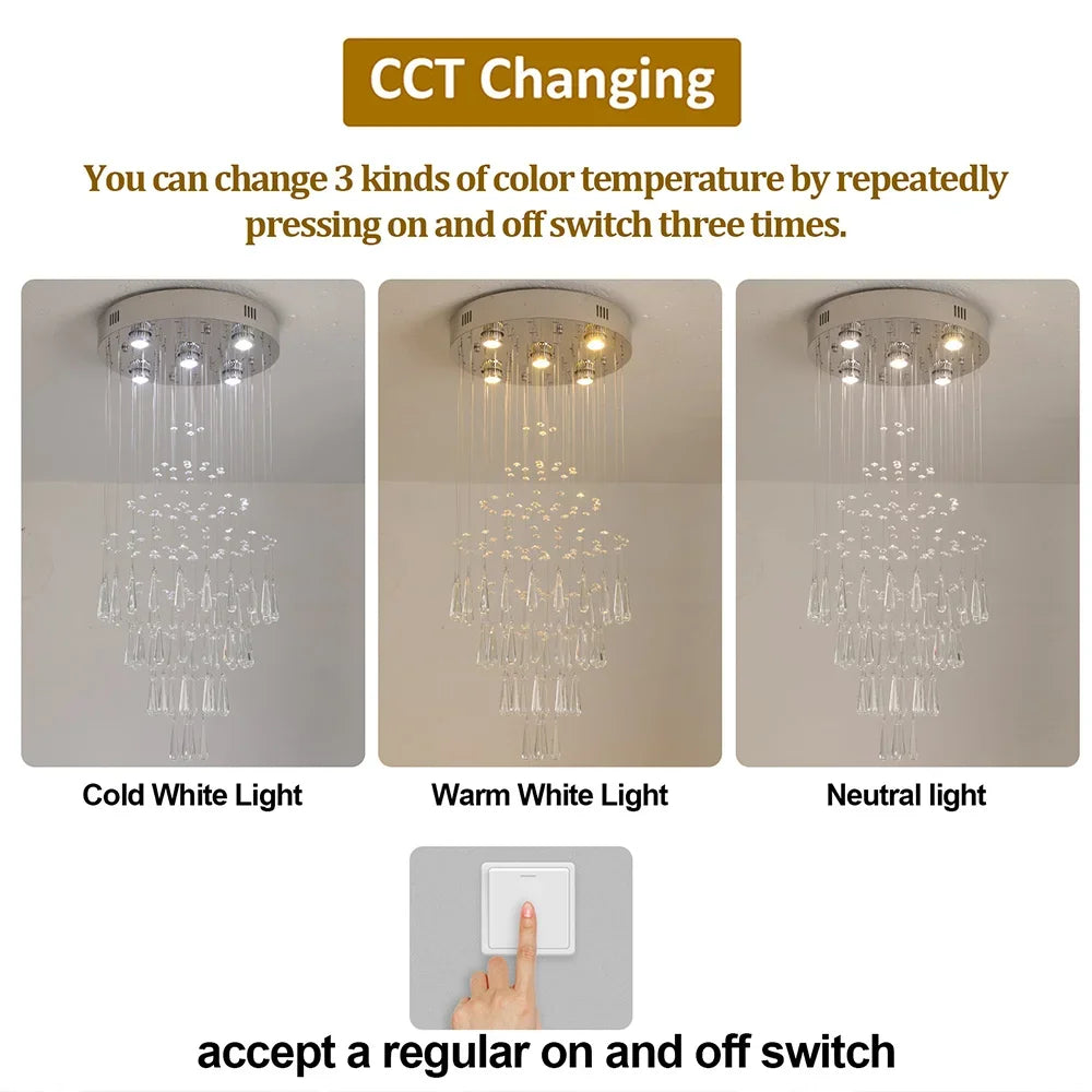 Raindrop LED Crystal Pendant Light Modern Chandelier Ceiling Lamp