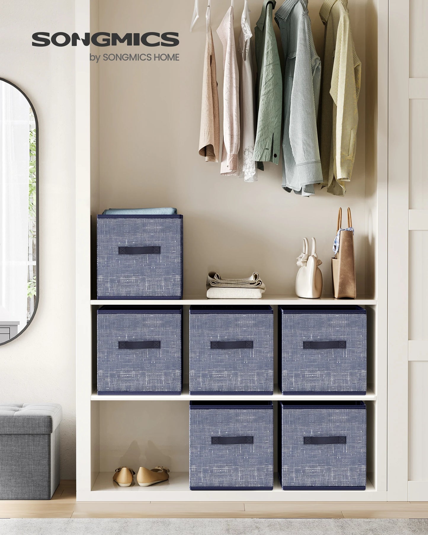 Ljustra Storage Cubes Set of 6 Foldable Non-Woven Fabric Bins Organizers