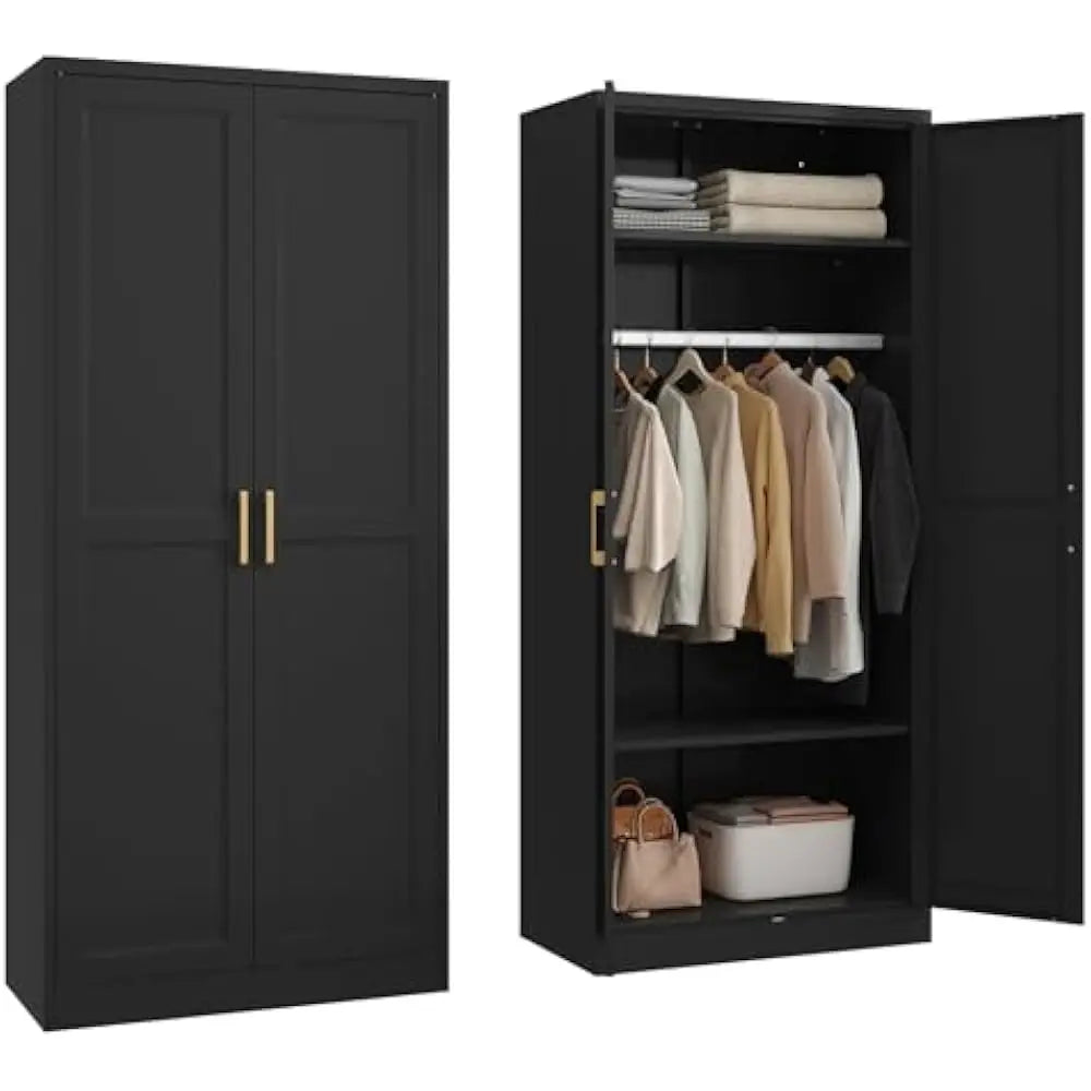 71 Inch Metal Armoire Wardrobe Closet Adjustable Shelves Hanging Rod