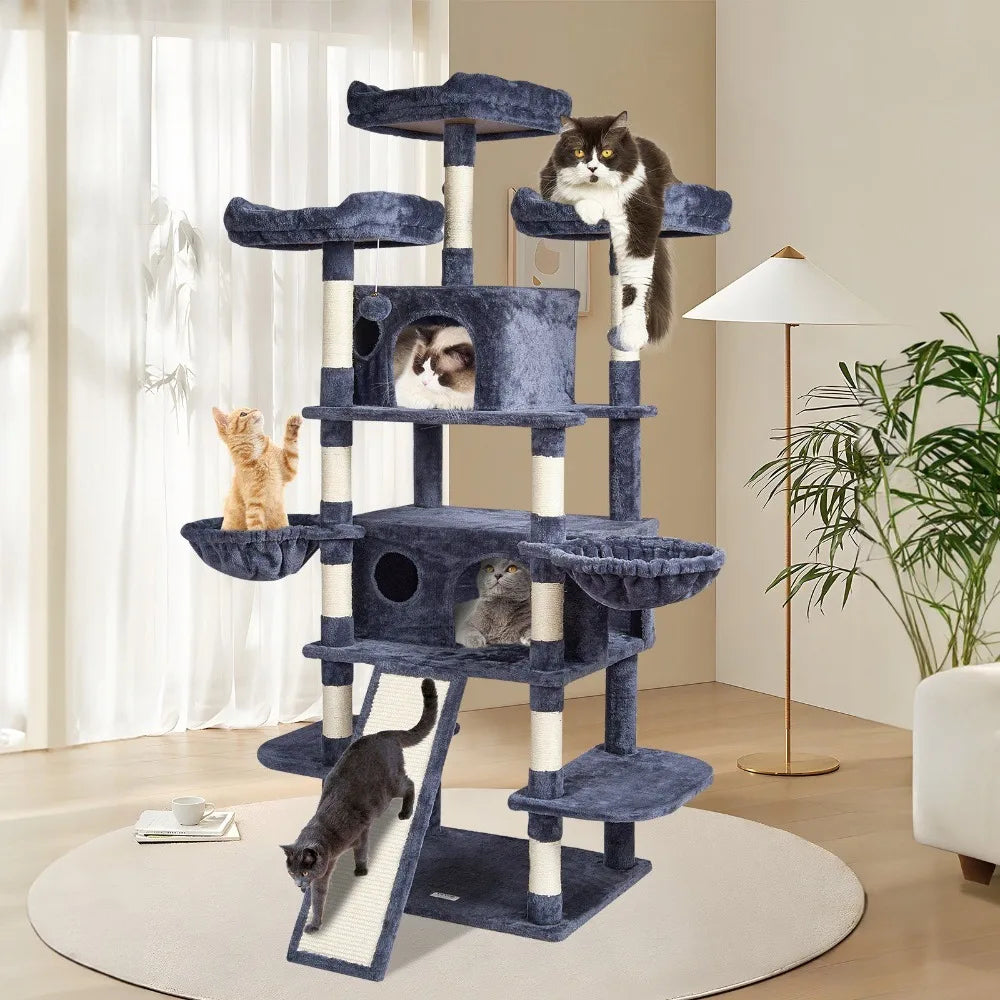 68.5 Inch Cat Tower Indoor Cats Scratching Post Condos Padded Perch