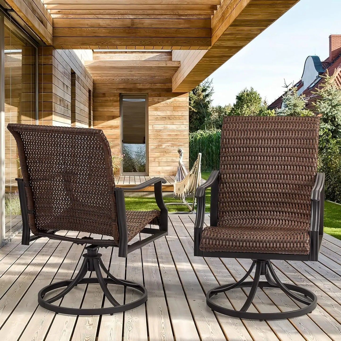 Patio Swivel Chairs Set of 2 Heavy Duty Outdoor Dining Chairs