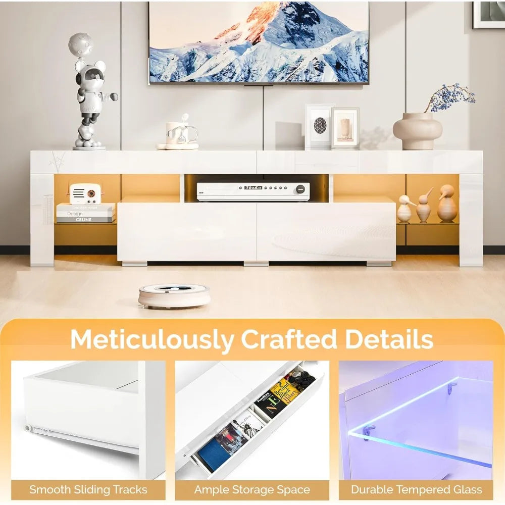 LED TV Stand 63 Inch Modern Entertainment Center with Storage and Lights