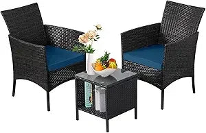 Ljustra 4 Piece Patio Furniture Set Outdoor Rattan Conversation Set