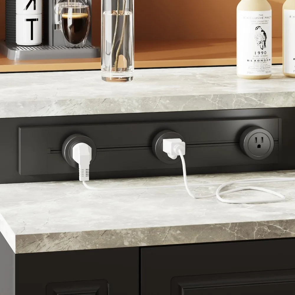 94.5" Kitchen Island Storage Cabinet with Power Outlet & Adjustable Shelves