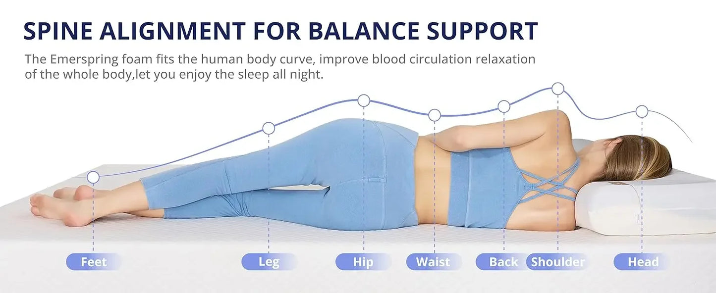 Ljustra TwinXL 10 Inch Green Tea Memory Foam Mattress Removable Cover