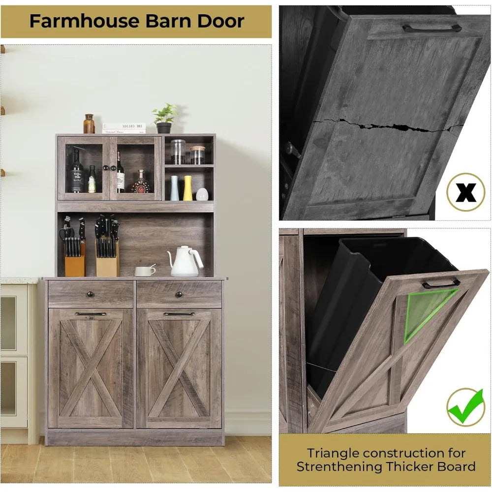 Dual Tilt Out Trash Storage Cabinet Kitchen Sideboard Cupboard