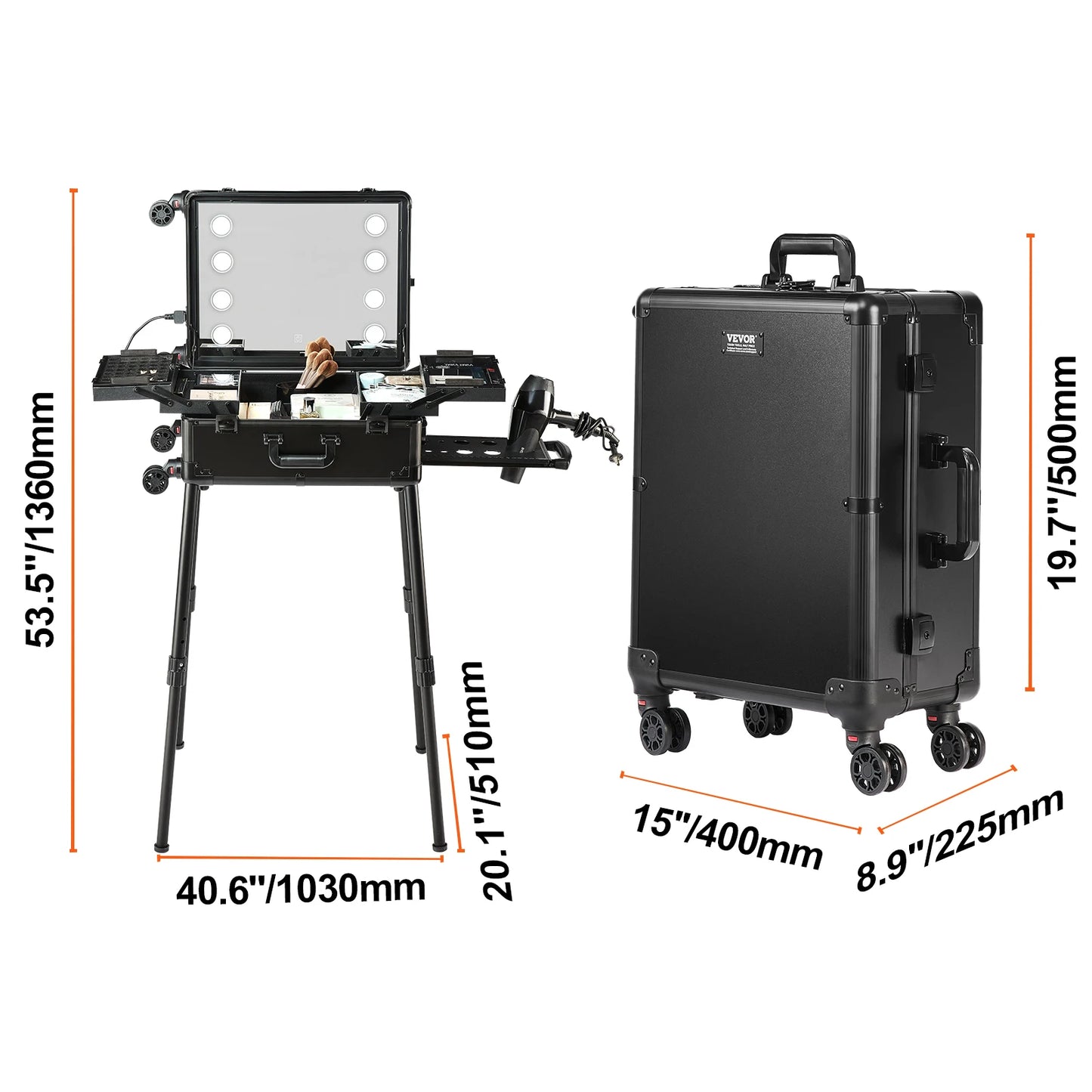 SucceBuy Professional Makeup Train Case Extra Large Rolling Storage Case