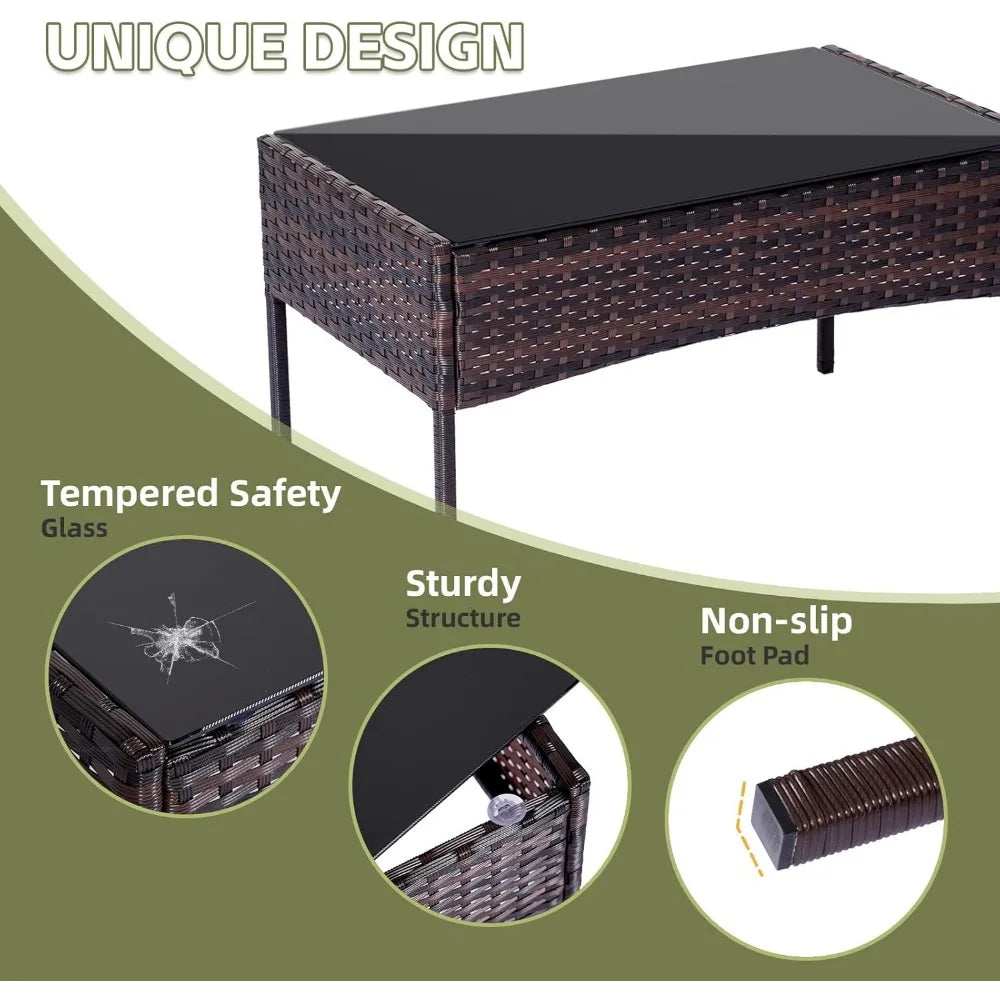 Ljustra 4 Piece Patio Furniture Set Outdoor Rattan Conversation Set