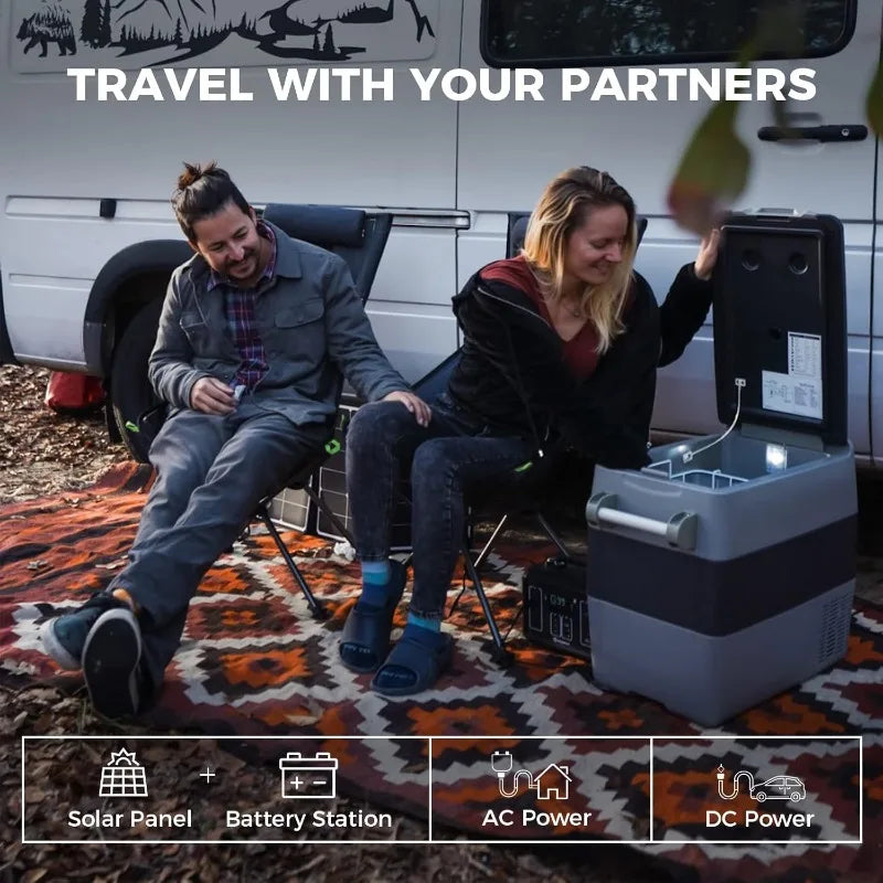 Ljustra 12V Refrigerator 53 Quart Electric Cooler Portable Car Freezer