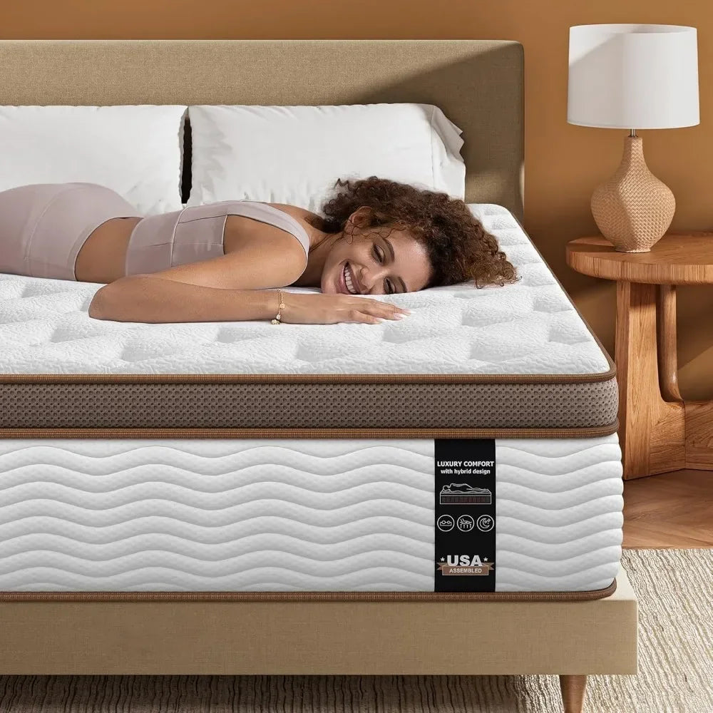 Ljustra Premium Queen Mattress 14 Inch Hybrid Pain Relief Motion Isolation