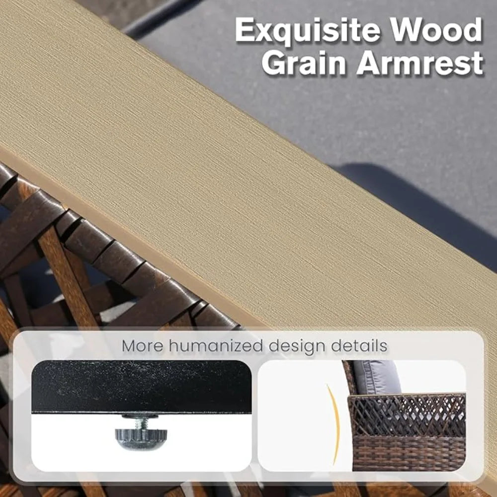 5 Pieces Patio Furniture Set Outdoor Swivel Glide Chair Ottomans Table