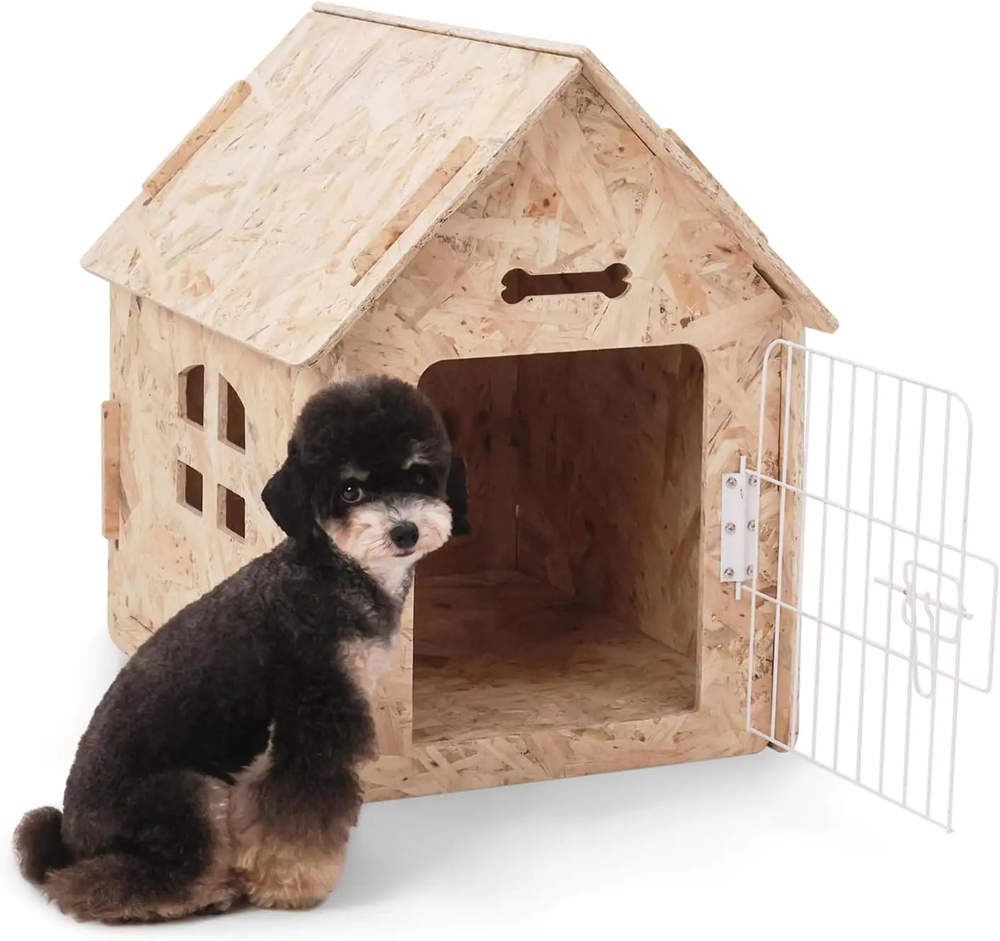 Cozy Wooden Indoor Dog House for Small Dogs and Cats with Air Vents