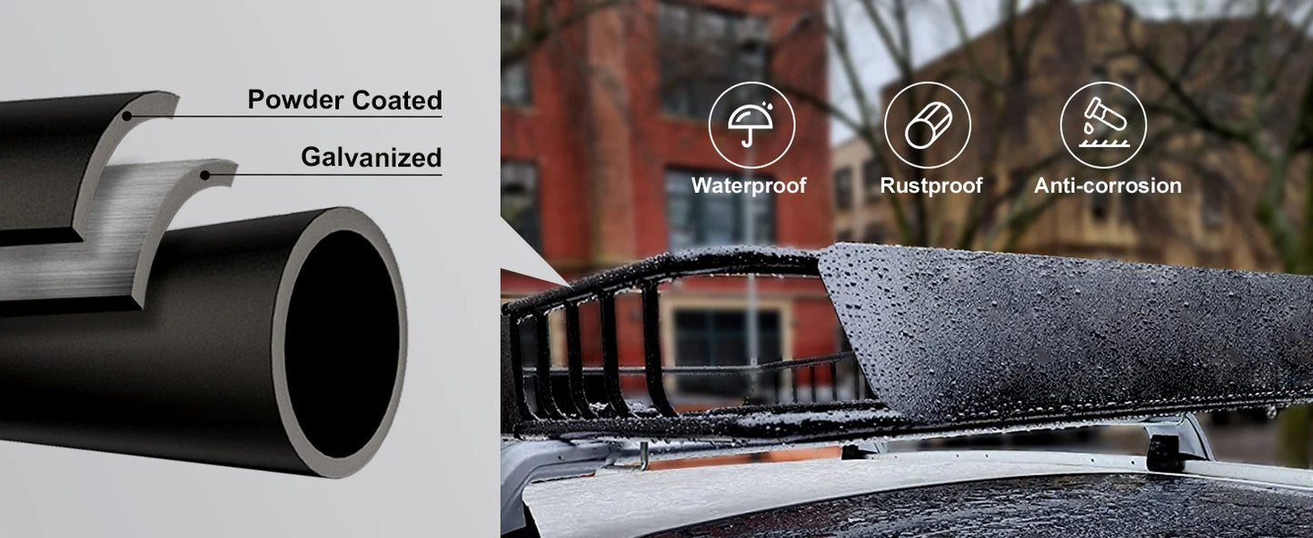 Ljustra Roof Rack Cargo Basket 46x36 Heavy-Duty 200LBS Capacity