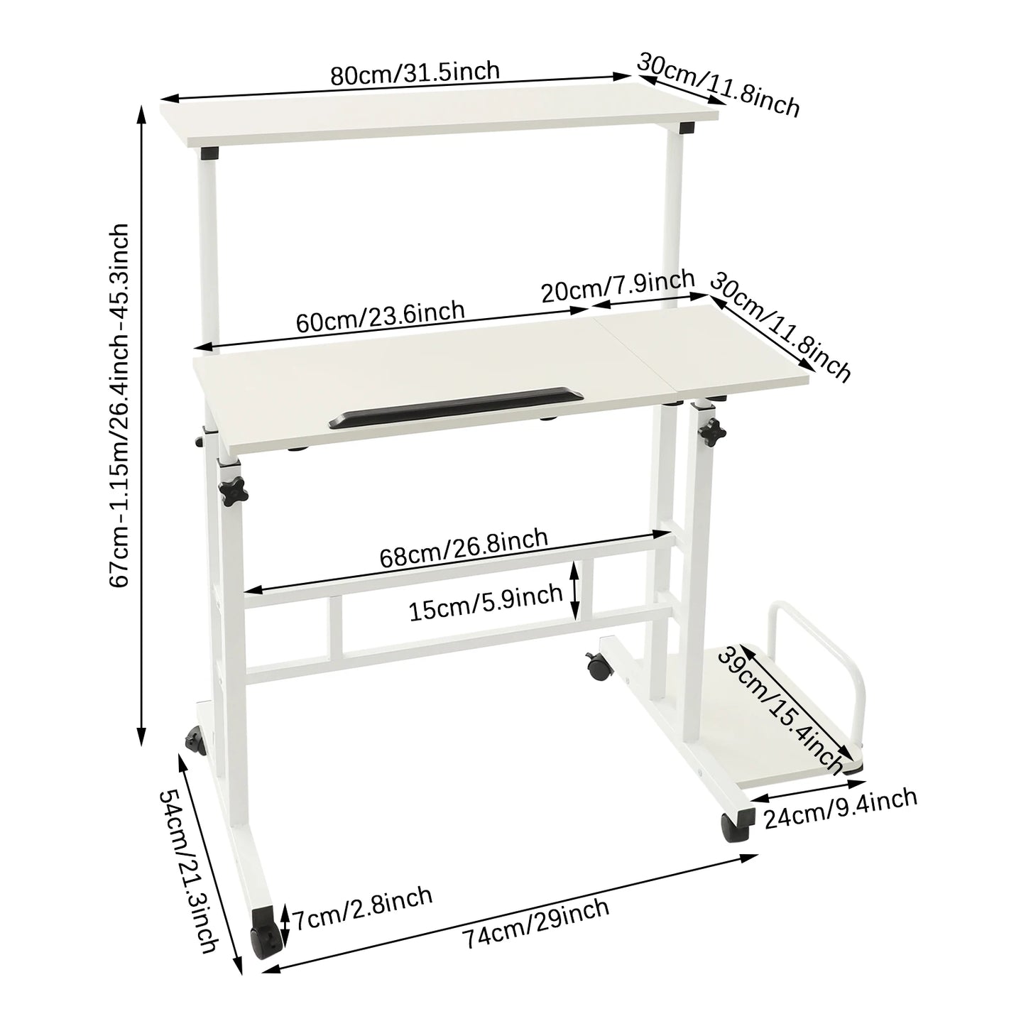 Multi Functional Foldable Desk Adjustable Computer Table with Wheels
