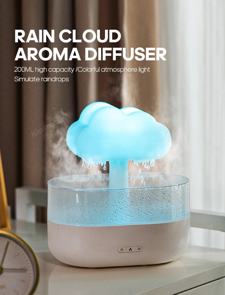 Cloud Air Humidifier Aroma Diffuser Ultrasonic Mist Night Light Rain Sound