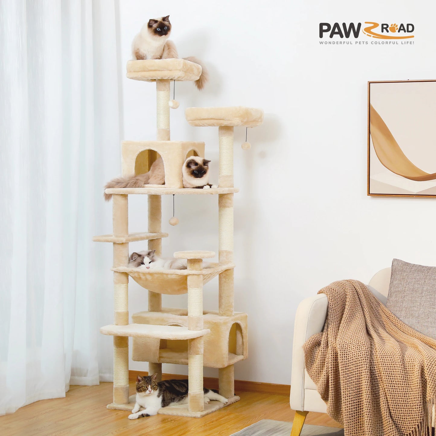 Large Cat Tree Tower Indoor Cats Scratching Posts Hammock Condo Toys