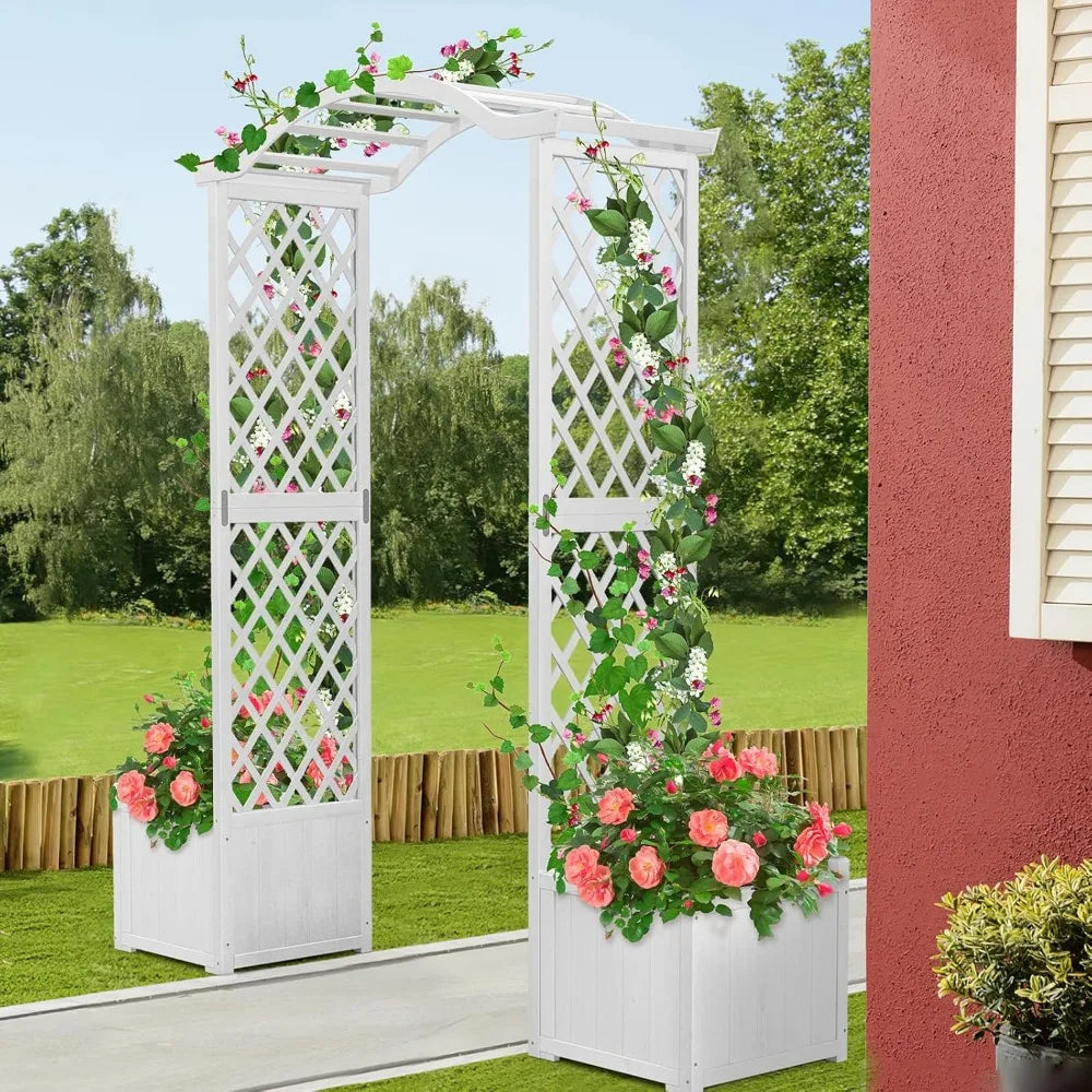 Moccha Wooden Garden Arbor Trellis Planter for Climbing Plants Outdoor