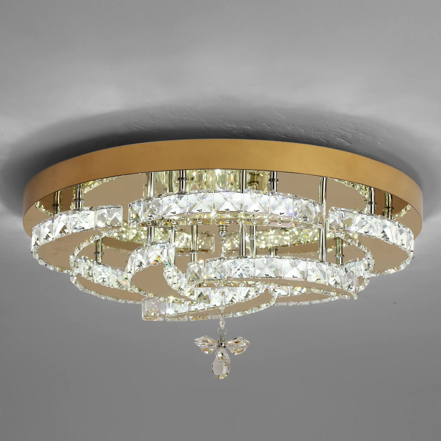 Modern Crystal Drop Chandelier LED Ceiling Light Home Decor