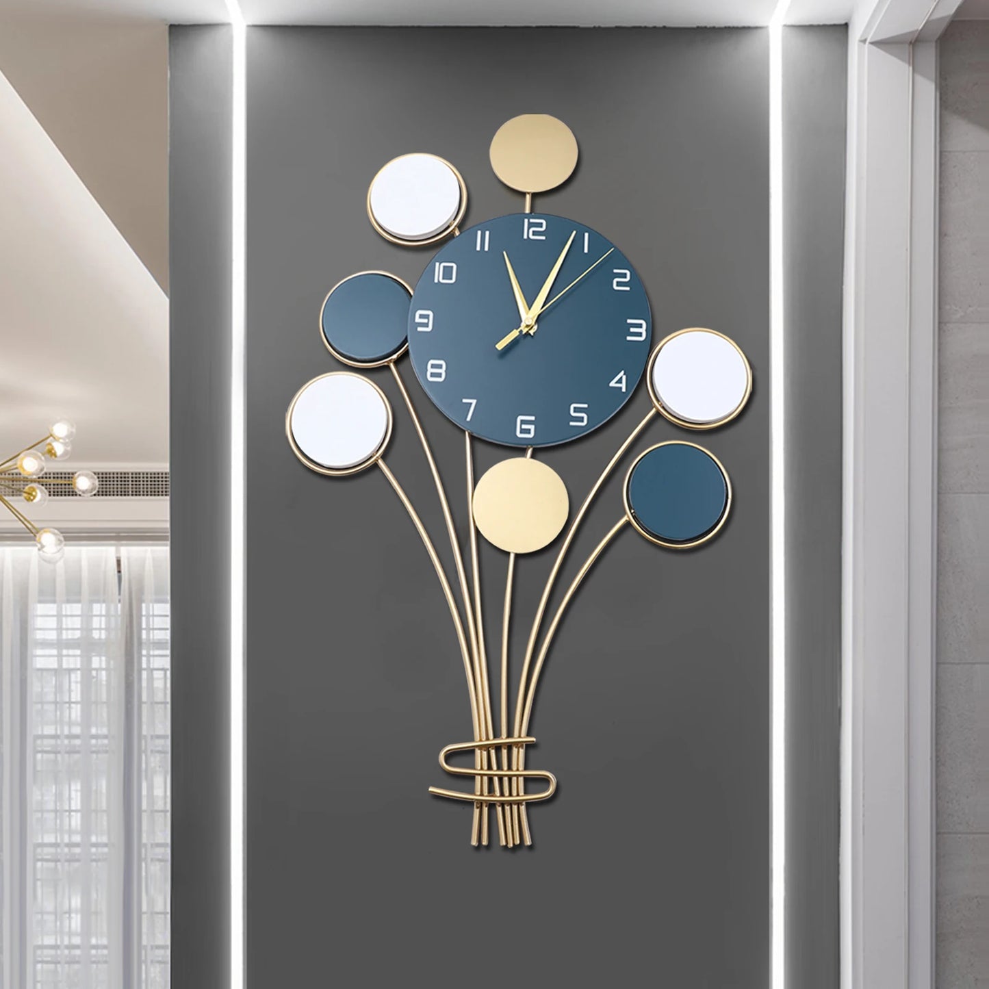 Large Silent Wall Clock Hot Air Balloon Decor Easy Install Modern Design