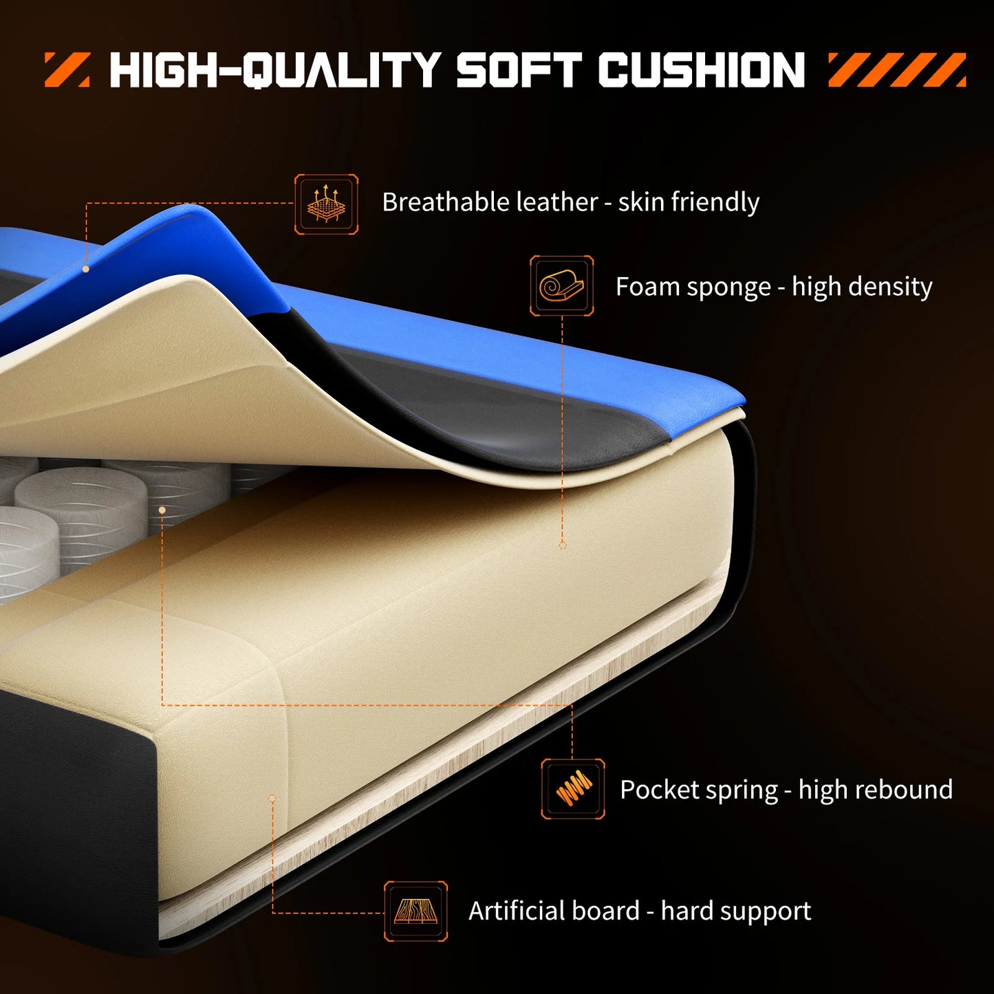 Ljustra Ergonomic Gaming Chair Adjustable Swivel PU Leather Headrest Support