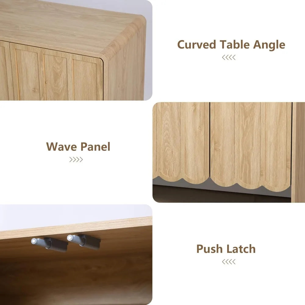 Sideboard Buffet Cabinet Modern Storage 4 Doors Adjustable Shelves