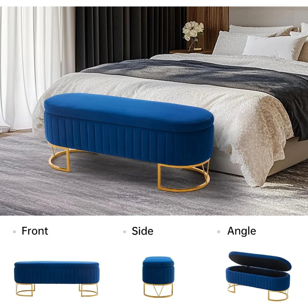 Modern Storage Ottoman Bench Upholstered Seating for Bedroom Entryway Living