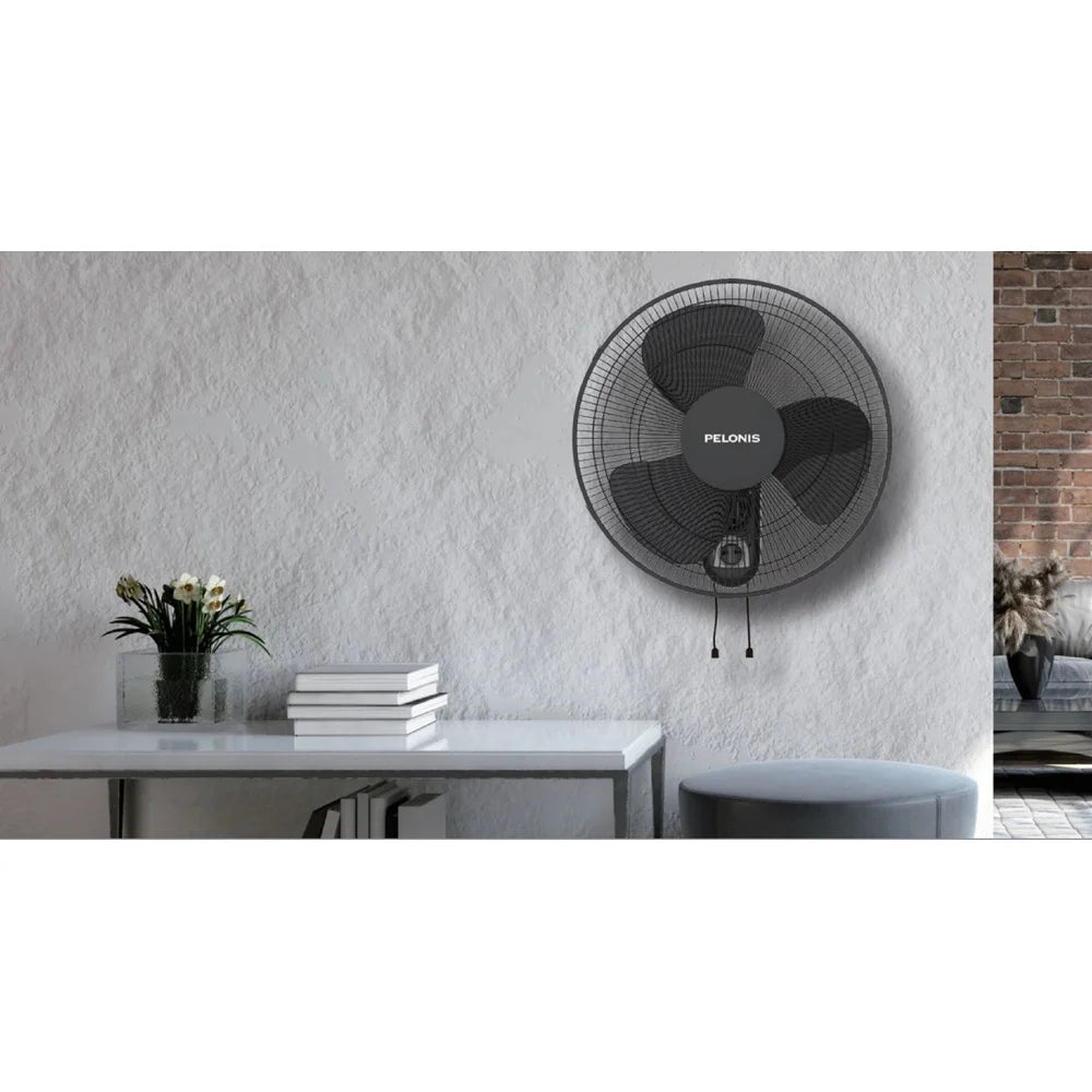 16 Inch Oscillating Wall Mount Fan 3 Speed Adjustable Airflow Whisper Quiet Easy Install Rotating Head Durable Household Cooling