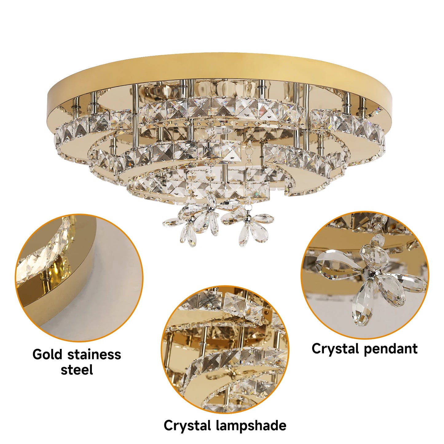 Modern Crystal Drop Chandelier LED Ceiling Light Home Decor