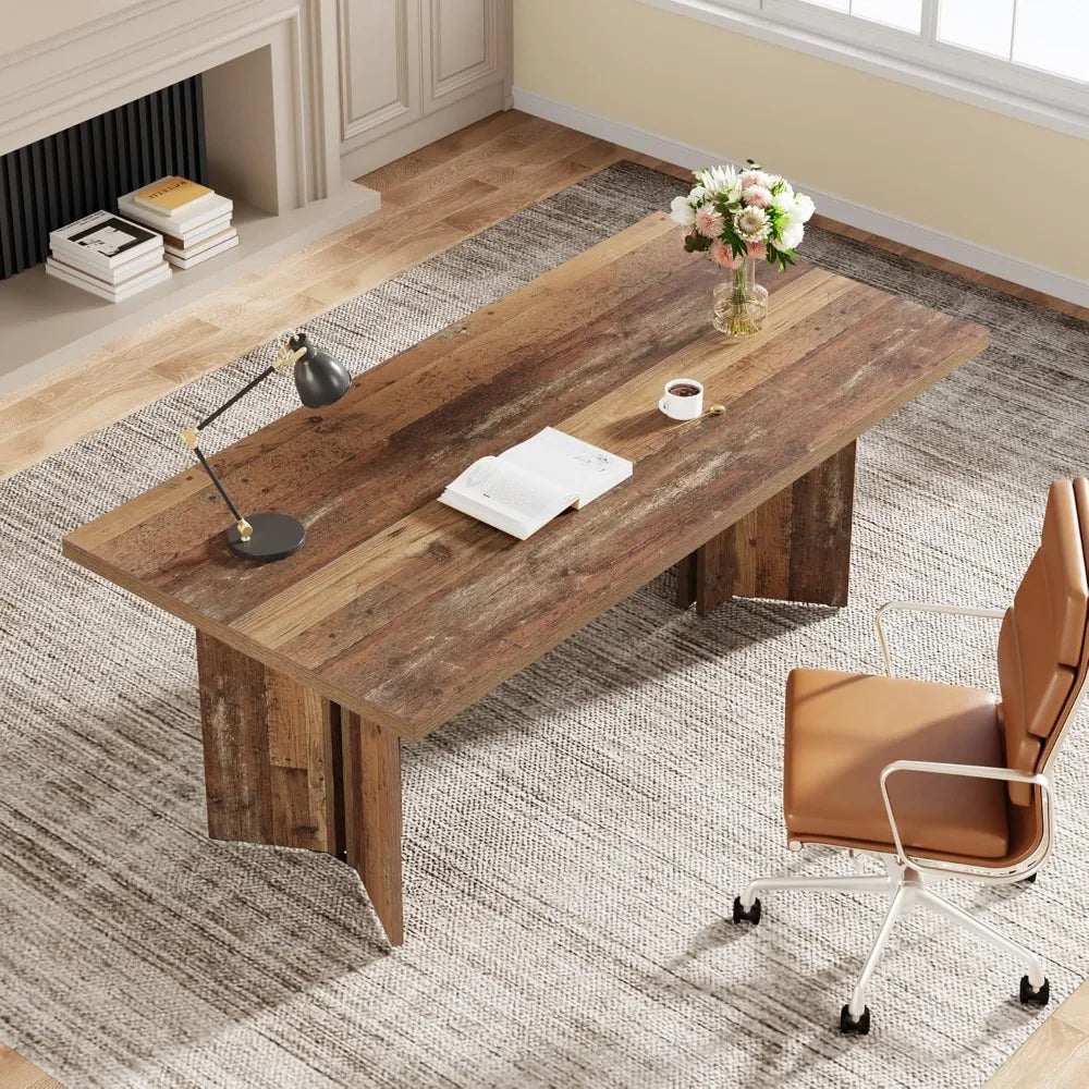 63 Inch Executive Desk Vintage Home Office Computer Writing Table