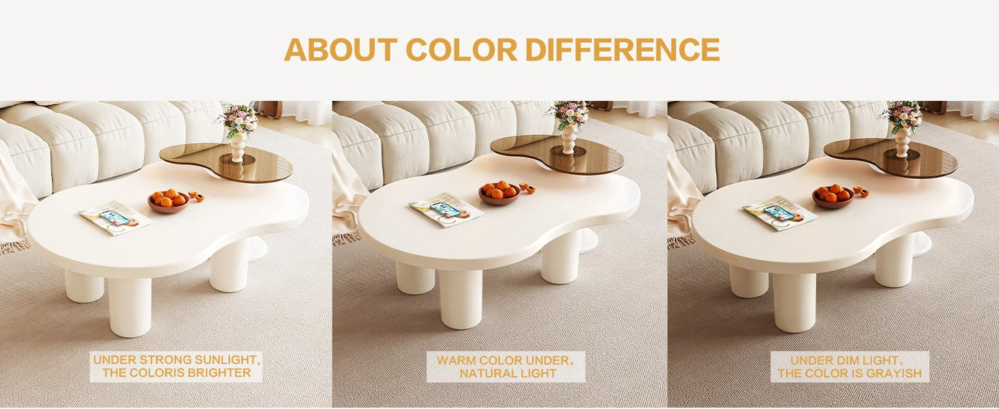 Modern Nesting Coffee Tables Set of 2 Glass Top Irregular Design