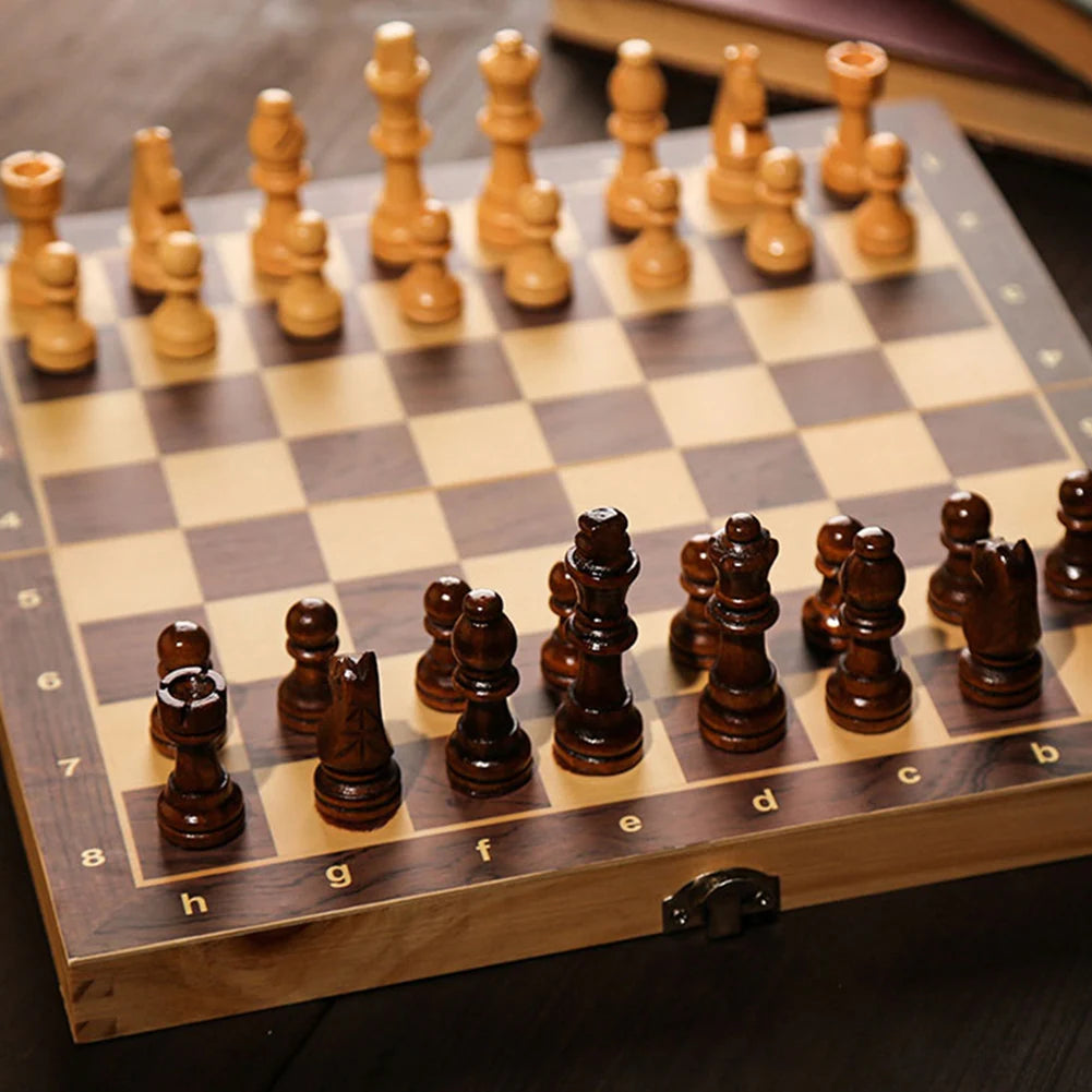Ljustra 29x29cm Large Chessboard Wooden Set 3 in 1 Best Gifts for All