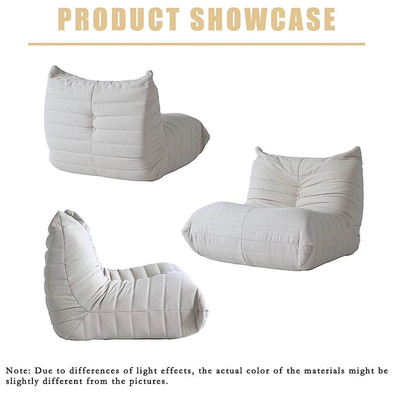 Teddy Fabric Bean Bag Floor Sofa Chair – Comfy Lounge Accent Seat, Foam-Filled, No Assembly