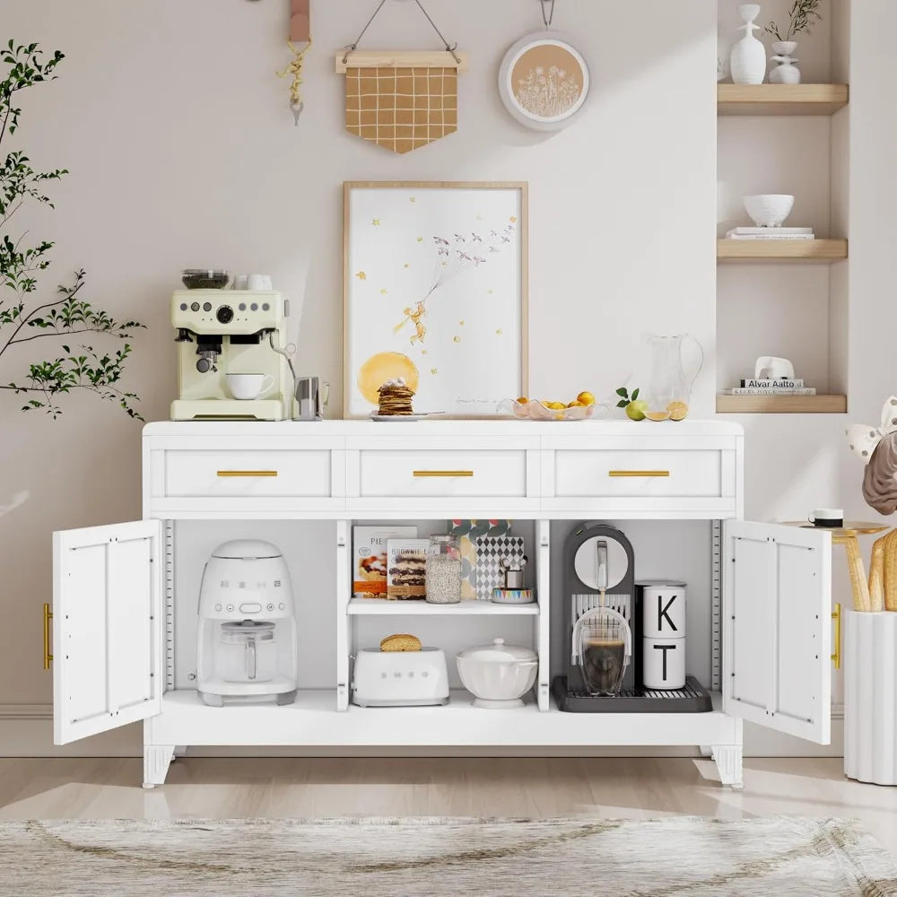 Stylish Metal Buffet Cabinet Coffee Bar 2 Doors 3 Drawers Wine Storage