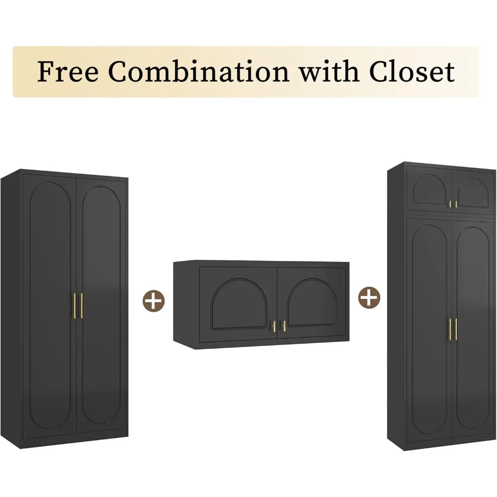 86 Inch Metal Wardrobe Cabinet Heavy Duty Clothing Storage Closet