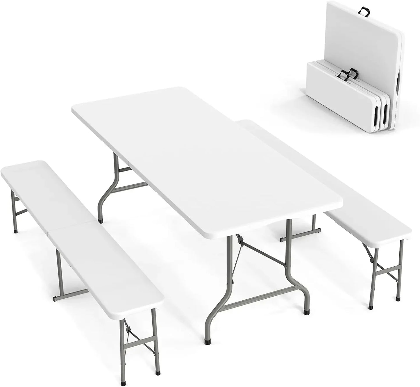 3-Piece Folding Picnic Table Set with 2 Benches for Outdoor Use