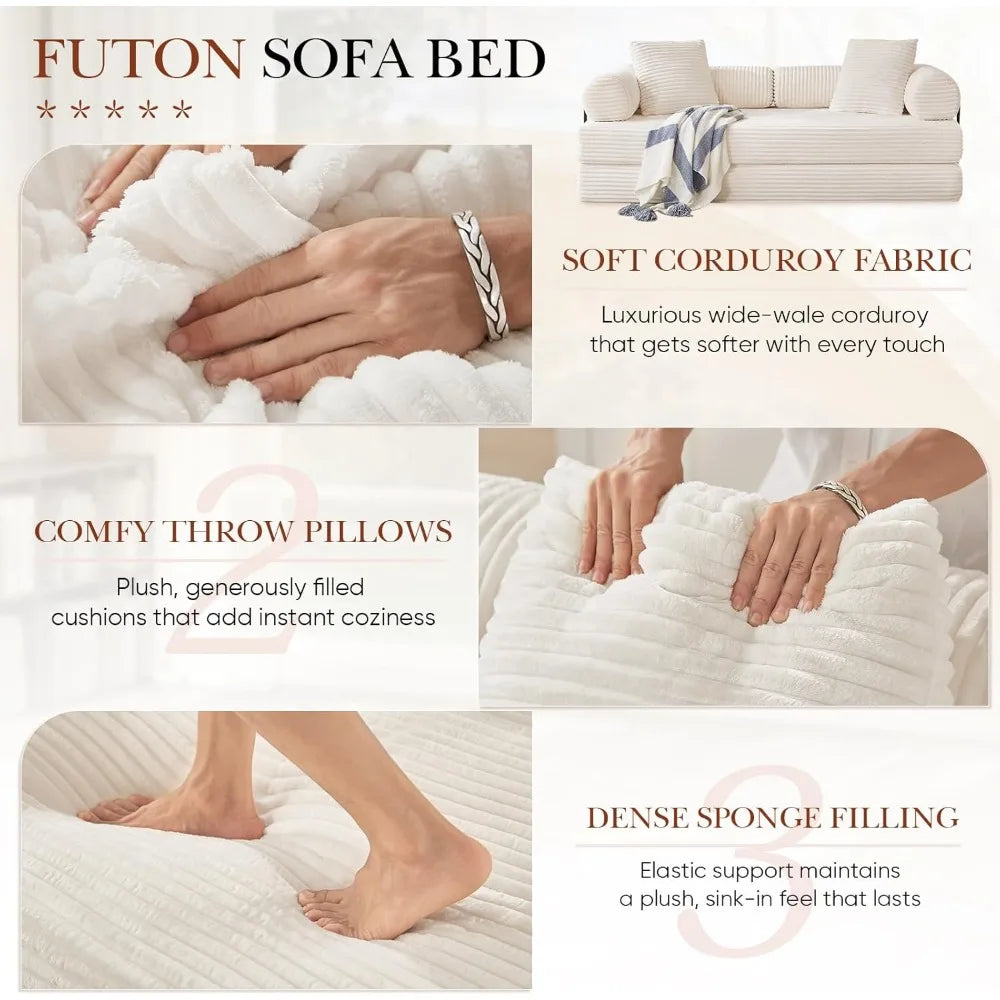 Ljustra Modular Convertible Sofa Bed Plush Corduroy King Size