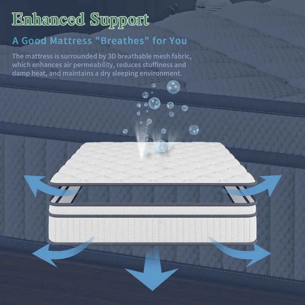 Ljustra 14 Inch Gel Memory Foam Hybrid Mattress in a Box for Comfort