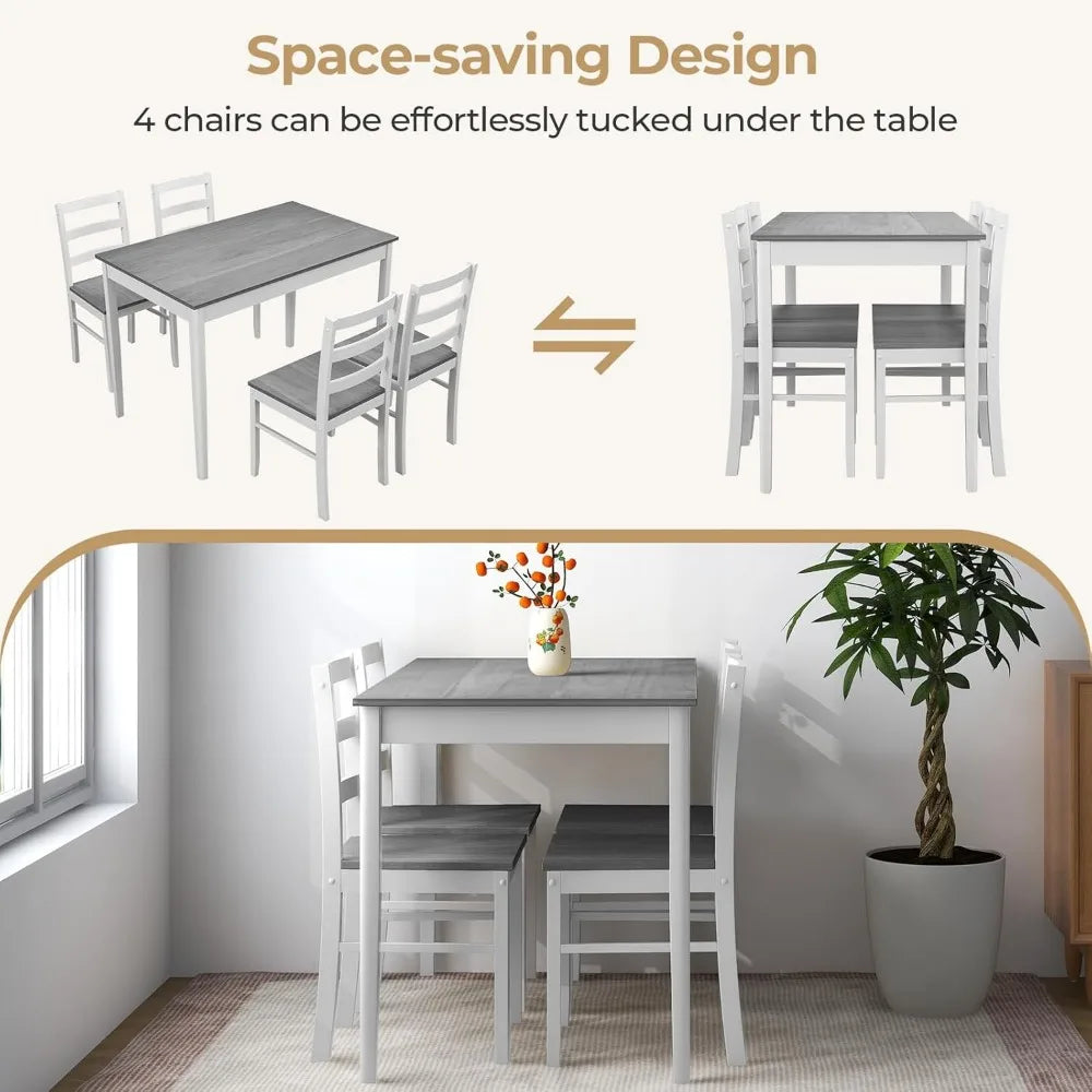 Dining Table Set for 4 Compact Space-Saving Dining Room Kitchen Furniture