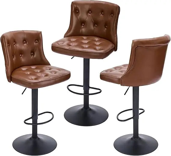 Bar Stools Set of 3 Adjustable Swivel Kitchen Island Vintage Design