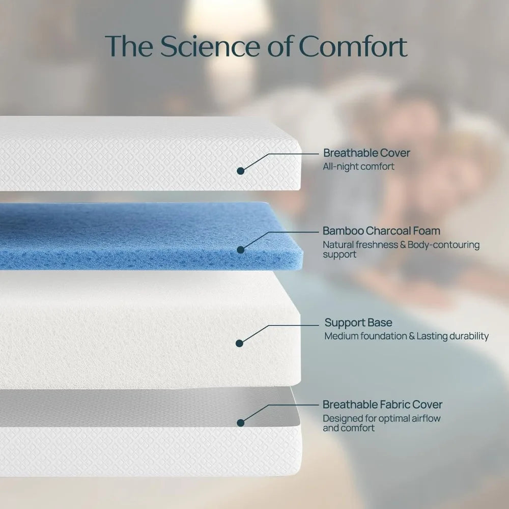 Ljustra Twin Mattress 6 Inch Cooling Gel Memory Foam Medium Firm