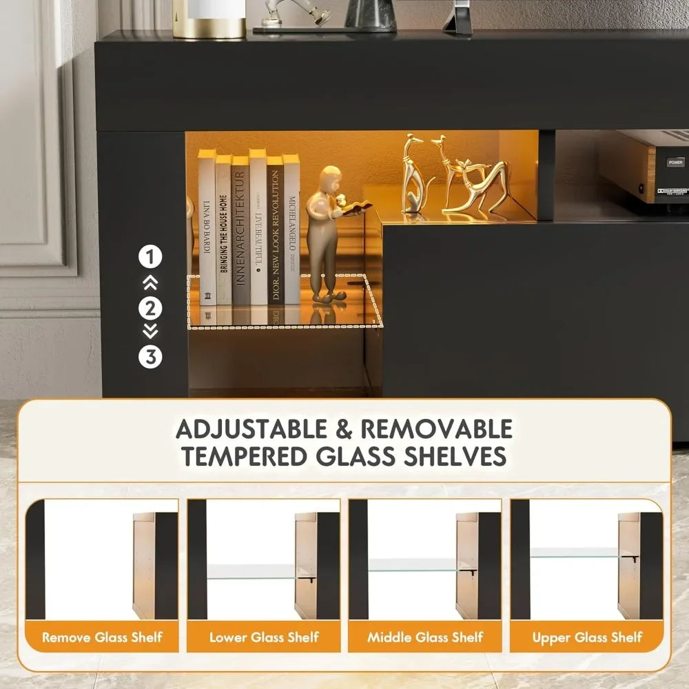 Modern LED TV Stand for 70 Inch TVs with RGB Lighting and Storage